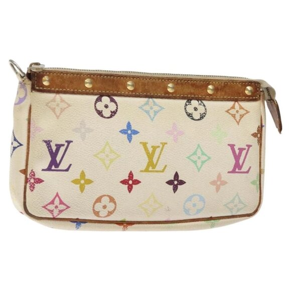 LOUIS VUITTON Multicolor Pochette Accessoires Pouch White M92649 Auth BA2896 - Picture 1 of 15